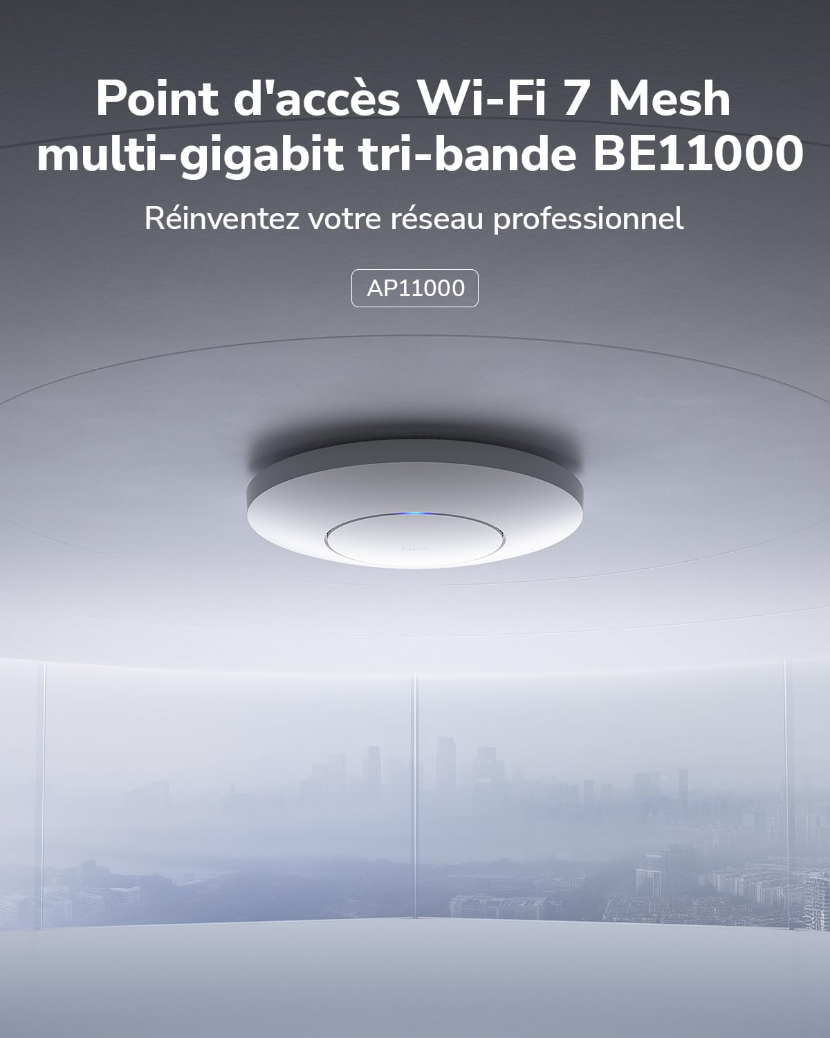 Cudy BE11000 Point d'accès sans Fil Wi-FI 7 tri-Bande, 1 Port SFP+ de 10 Go, PoE-in 2,5 G, contrôle et Maillage par Application Cudy AP11000, Alimentation PoE/DC (Le Produit ne Comprend Pas), AP11000