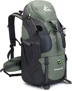 Bseash 50L Hiking Backpack, Water-Resistant Lightweight Outdoor Daypack with Shoe Compartment