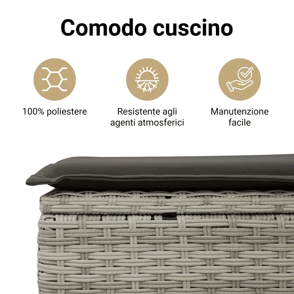 vidaXL Set Divano da Giardino 6pz con Cuscini Grigio Chiaro Polyrattan