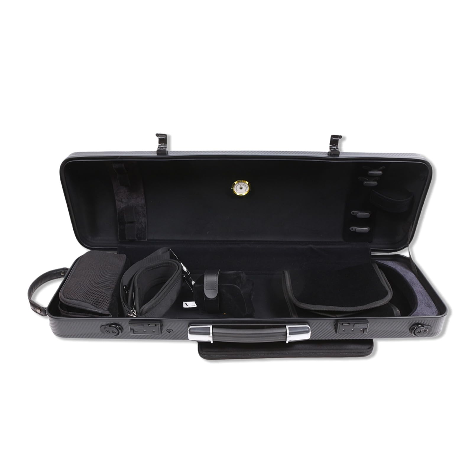 Étui pour violon 4/4 en fibre de carbone rectangulaire avec serrure à code - Étui léger et coloré avec sangle solide - Noir avec serrure à code