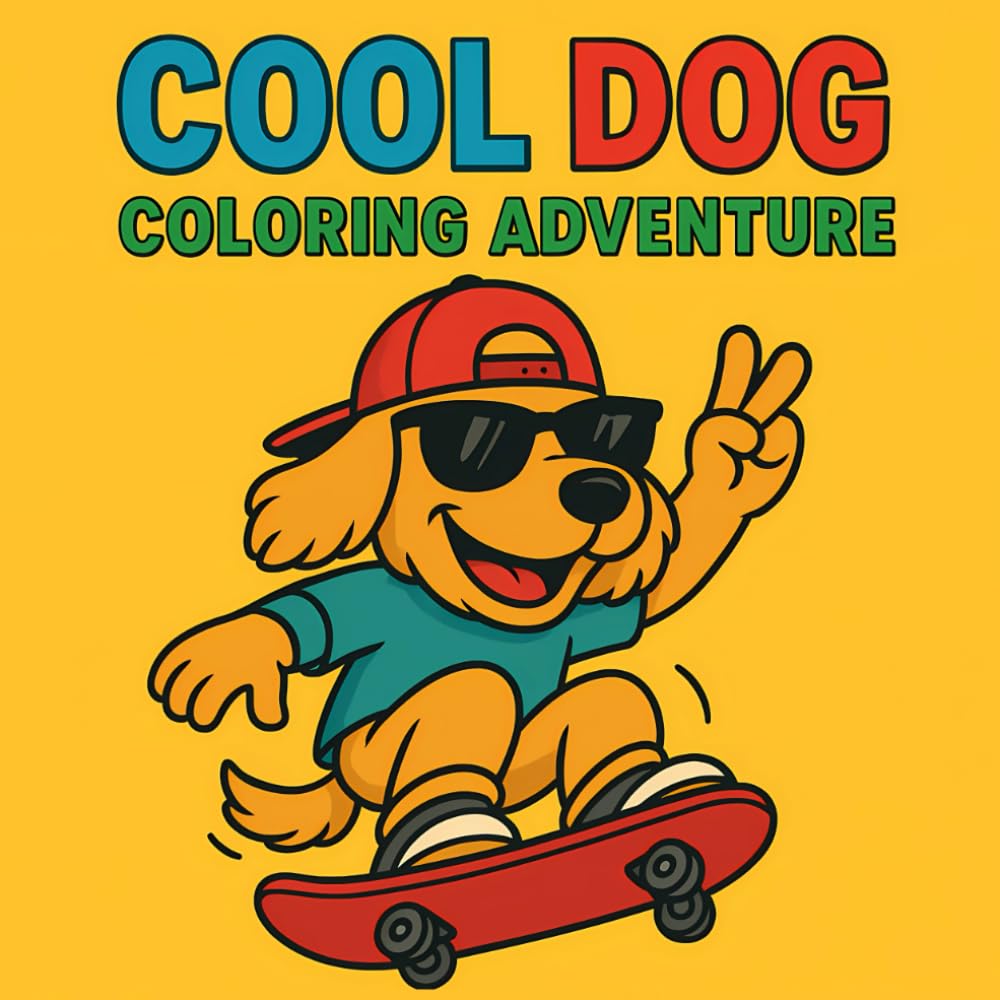 Cool Dog Coloring Adventure: Bold & Easy Coloring Book
