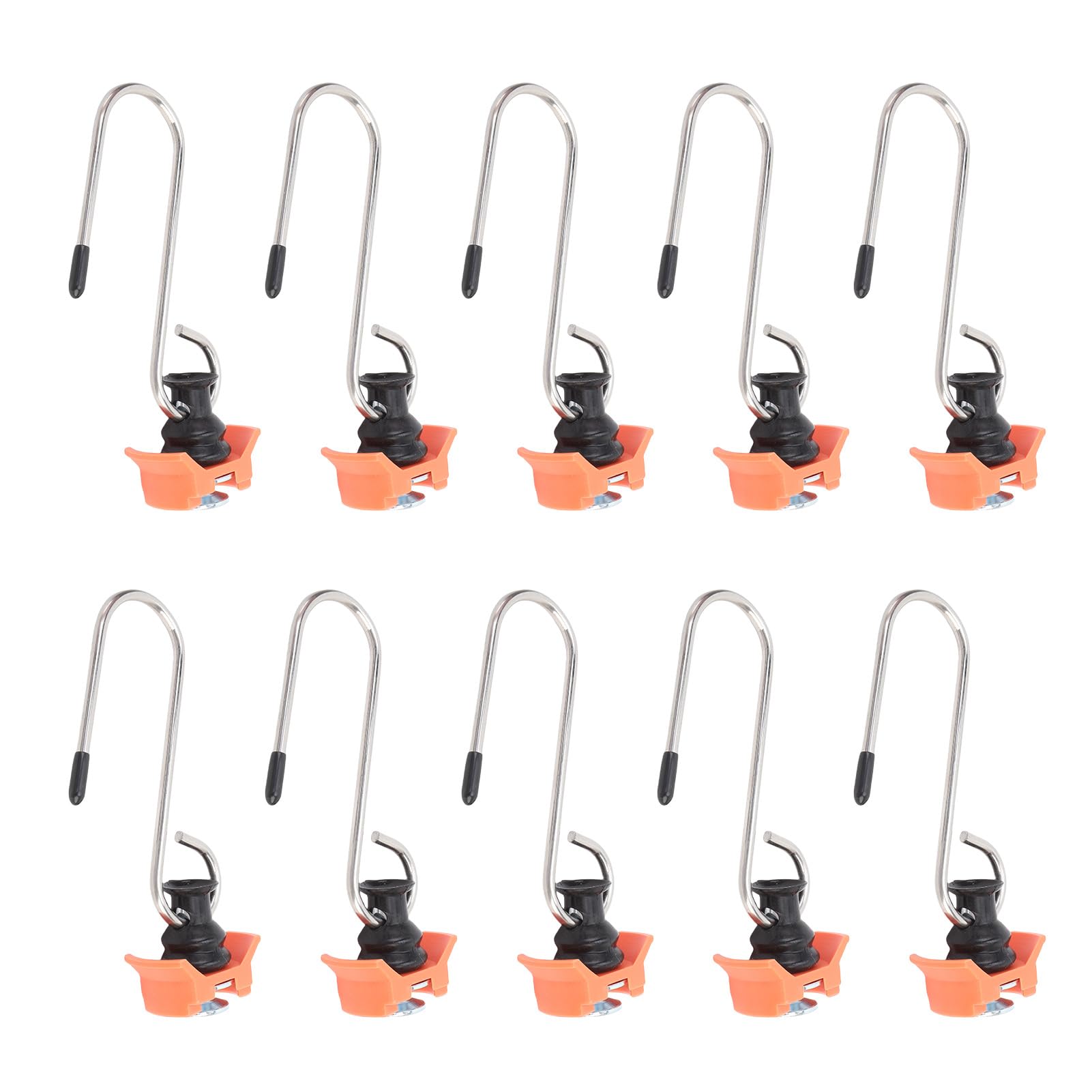 L Track Single Stud Fitting with Hook Heavy Duty Cargo Tie Down Anchor for Van Pickup Trucks Trailers ABS Metal Construction 10PCS (Orange)