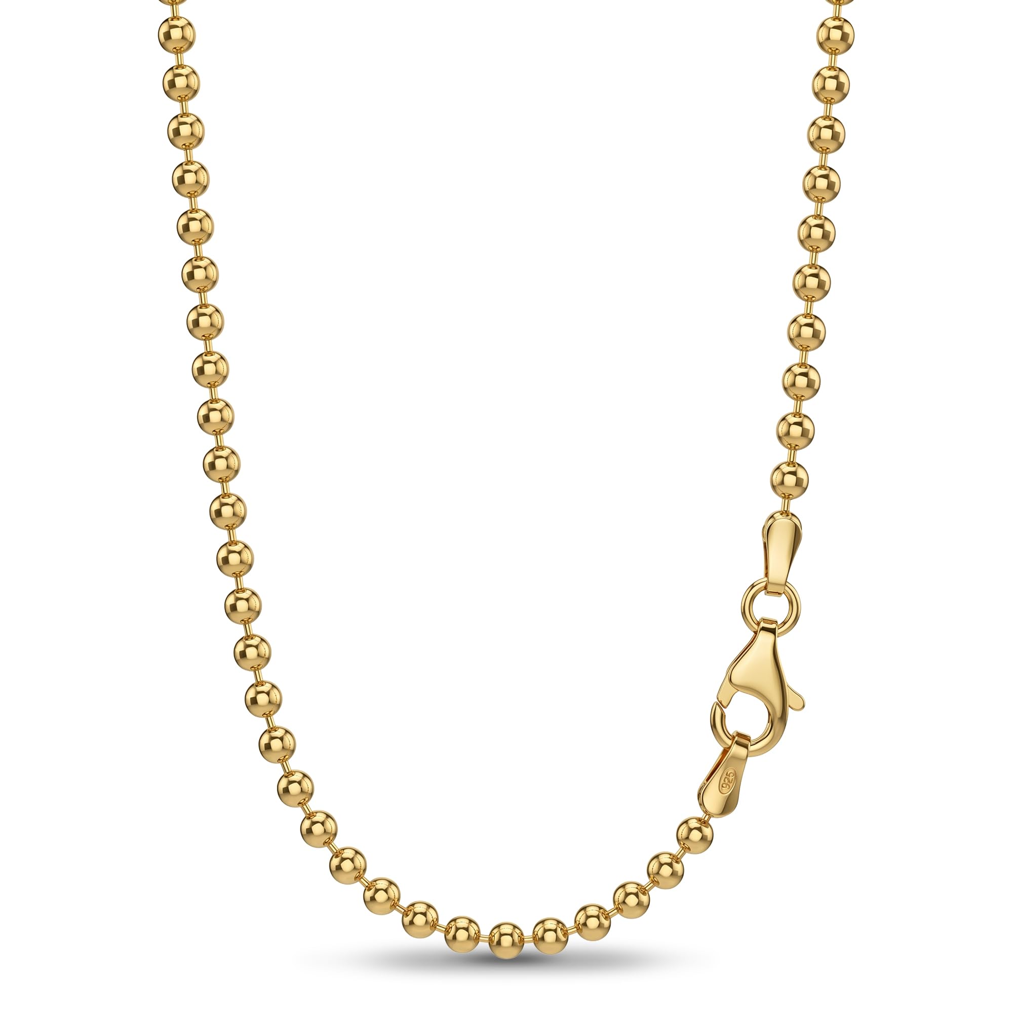 Kugelkette vergoldet 925 Silber Damen 1,4 mm Halskette 101061-5 | goldene Silberkette Gold Kette Goldkettchen in den Längen 42 45 50 60 70 80 90 cm verfügbar