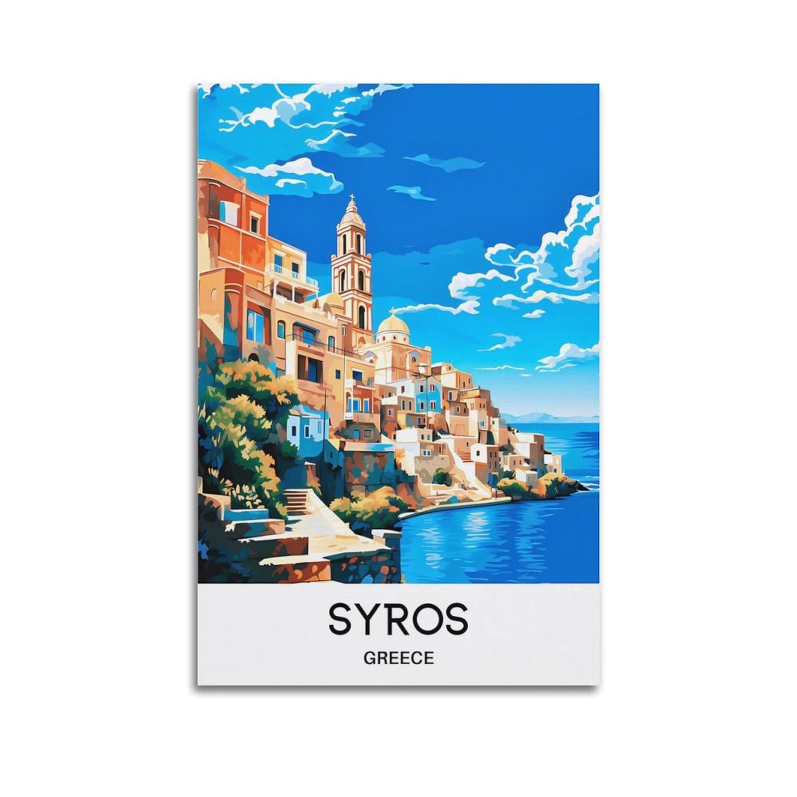 EZMLFA Diamond Painting Art Kits,Syros Greece,5D Diamond Painting Kit for Adults Beginners, DIY Full Round Drill Gem Art Kits for Home Decor 40x50cm