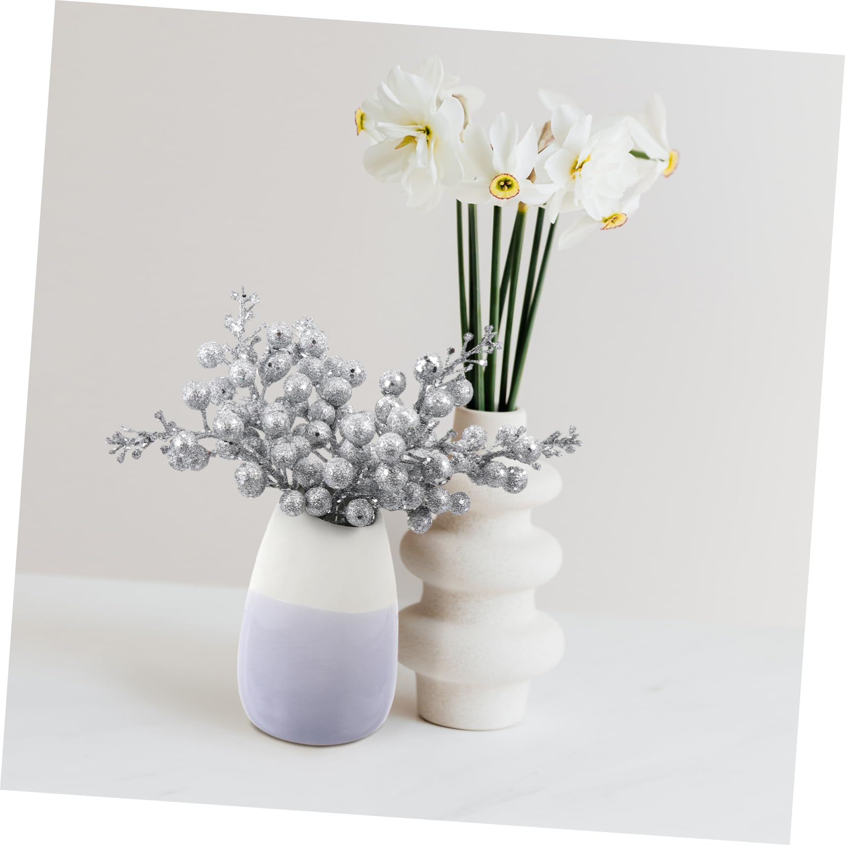 Cabilock 45 Pièces 15 Têtes De Baies De Poussière Dorée Décor De Couronne Décor De La Nativité Tiges De Baies Tiges Artificielles De s Rouges De s Houx Fausse Branche Mousse