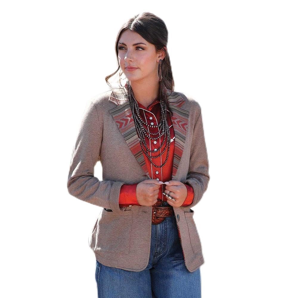 Womens French Terry Blazer Stone L