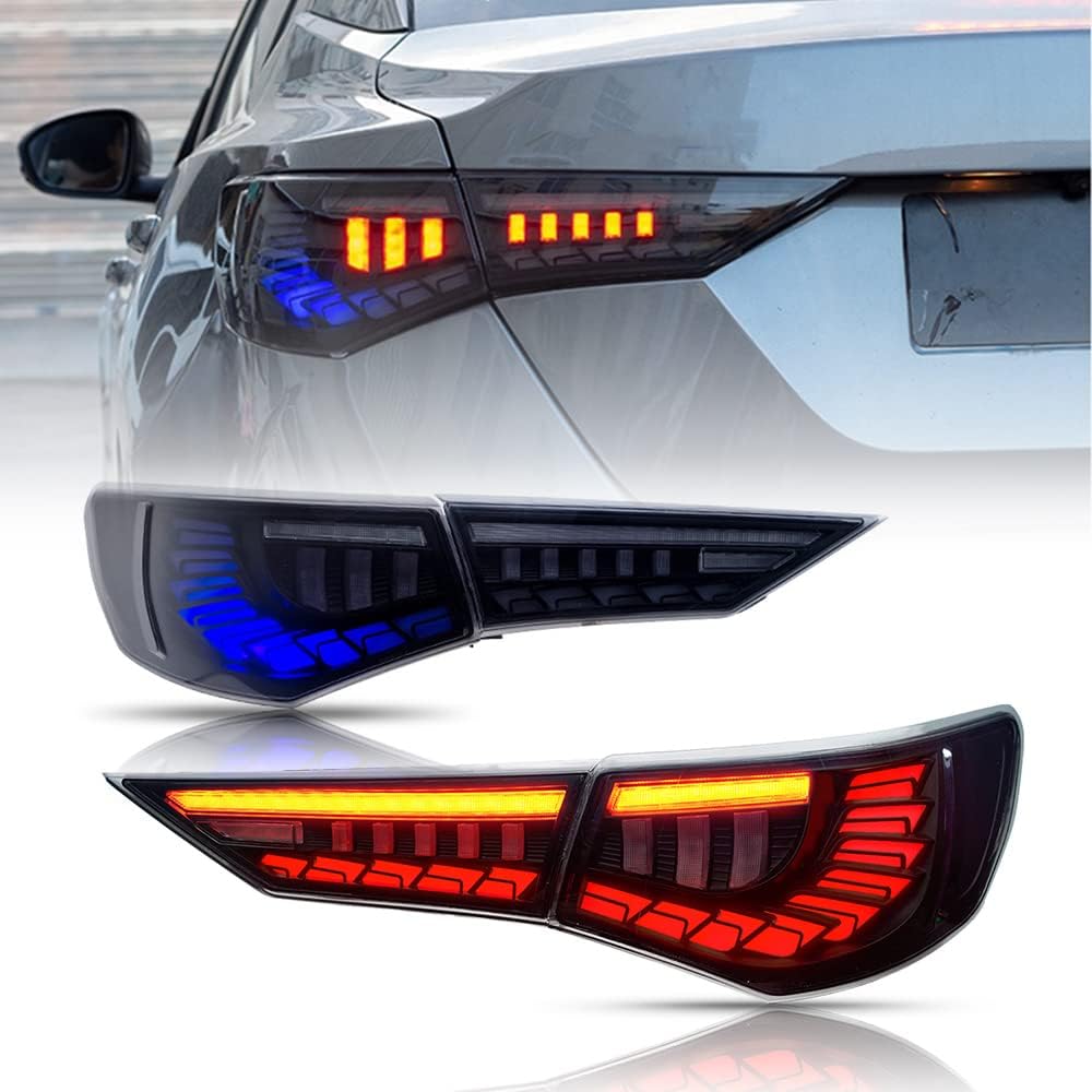 TT-ABC LED Tail Lights for Nissan Sentra 2020 2021 2022 2023 with Blue Fade Start Animation Modified Rear Lamp Assembly Auto Accessories(SMOKE-B)