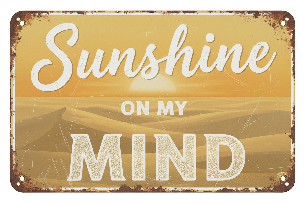 Slim Tin Sign Sunshine On My Mind Wall Decor8x12Inch Vintage Signs Aluminum Plates Printed