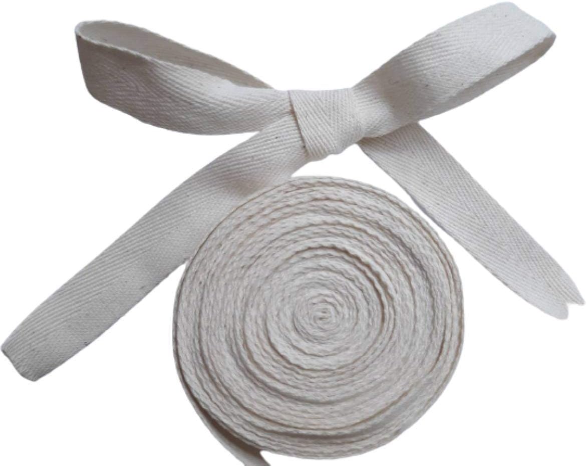 1 "Inch X 5yards Twill Tape Cotton Strap Herringbone Pattern Off White Beige Tote Bag Handle Purse Luggage Belt Strap - Fabric Ribbon Sewing DIY Gift Webbing