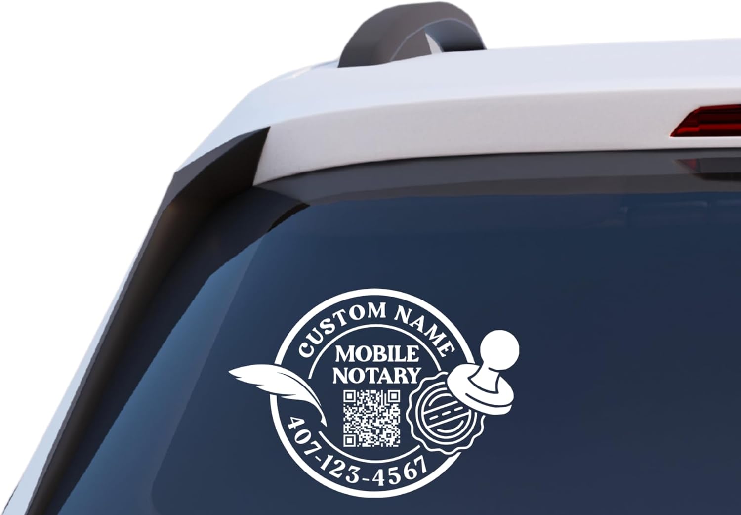 Custom Mobile Notary Public Vinyl Decal, Personalized Car Window Sticker with QR Code, Multiple Colors Available