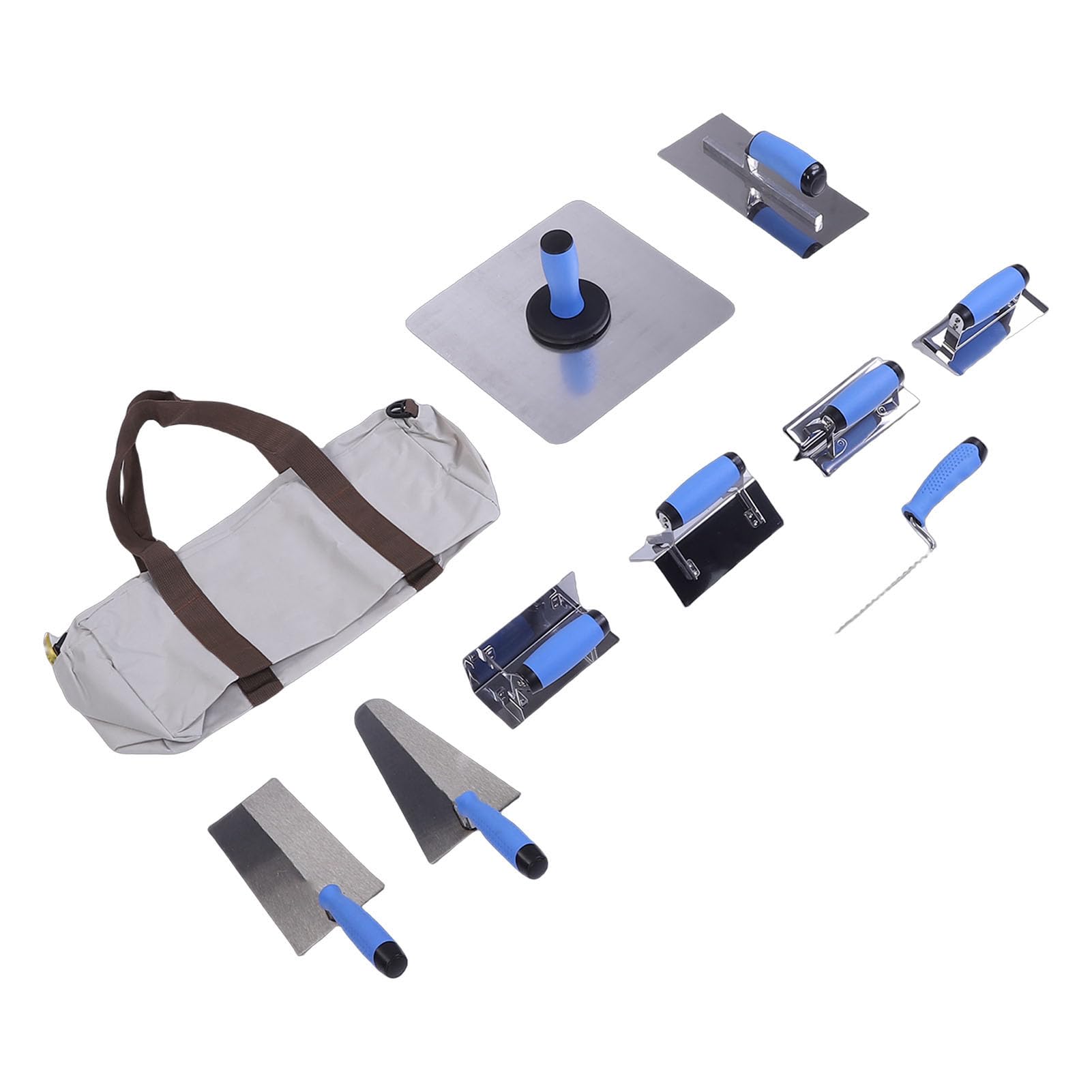 Asixxsix Set di Cazzuole per Calcestruzzo, 10 Pezzi Set di Utensili Manuali per Muratura, di Cazzuole per Cartongesso con Manici in TPR Antiscivolo in Acciaio Inossidabile Borsa di Stoccaggio