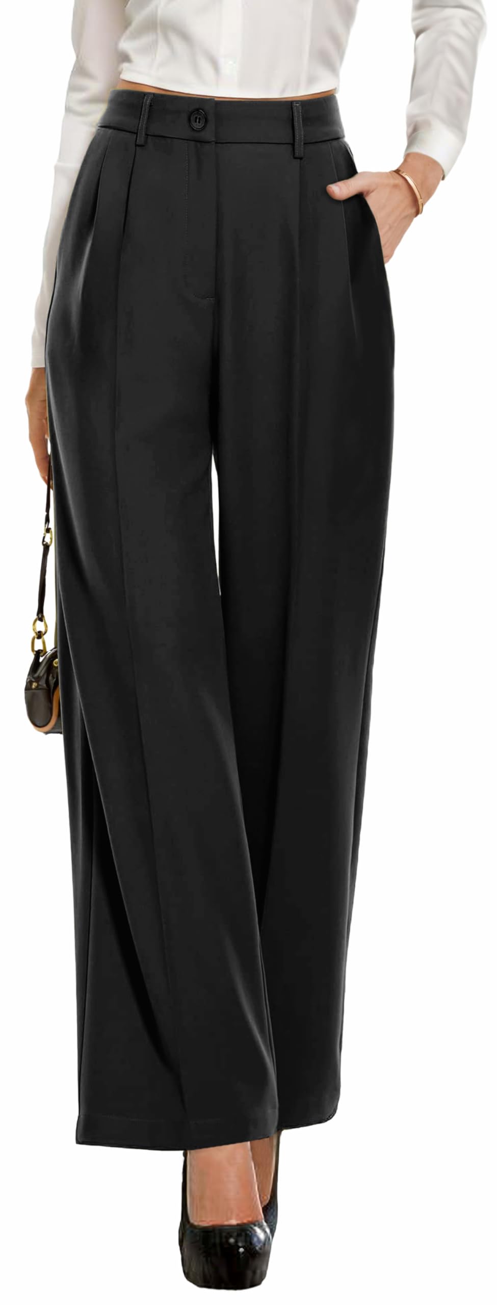 OLRIK Womens Dress Pants Wide Leg High Waisted Pants for Women Business ...