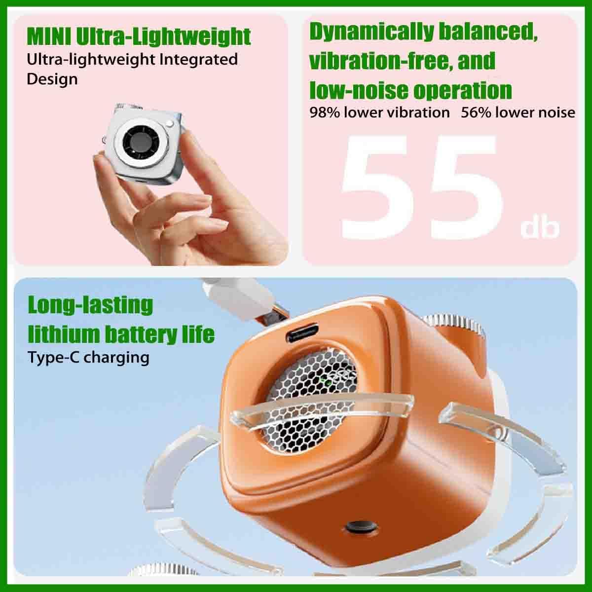 Mini Camera Shaped Portable Fan with Lanyard,Handheld & Neck Fan,199-Speed Turbo Cooling,Compact HandheldFan with LED Display,USB Rechargeable Lightweight PersonalFan for Outdoor,Office,Desk (blue)