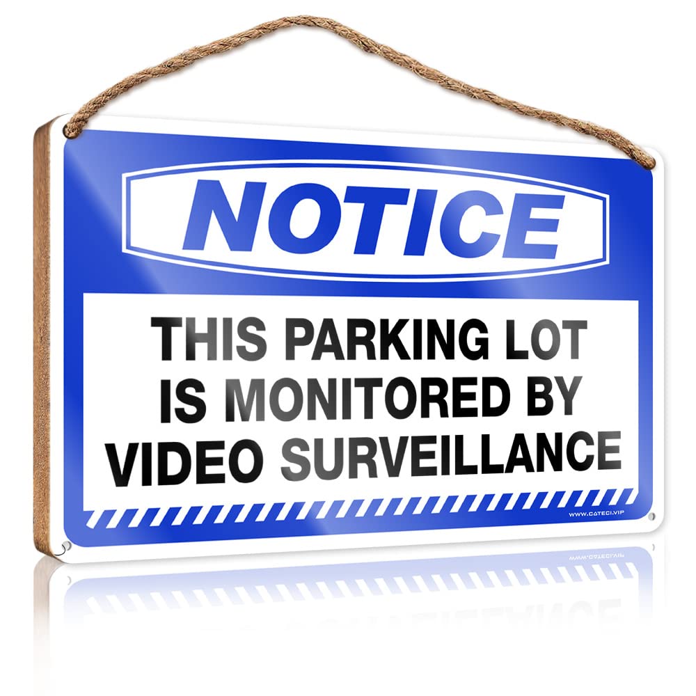 Dtha One Color Bathroom Decor Wall Art Funny Notice This Parking Lot Is Monitored By Video Surveillance Wooden Sign Cool Posters For Guys Welcome Sign(15X28cm)