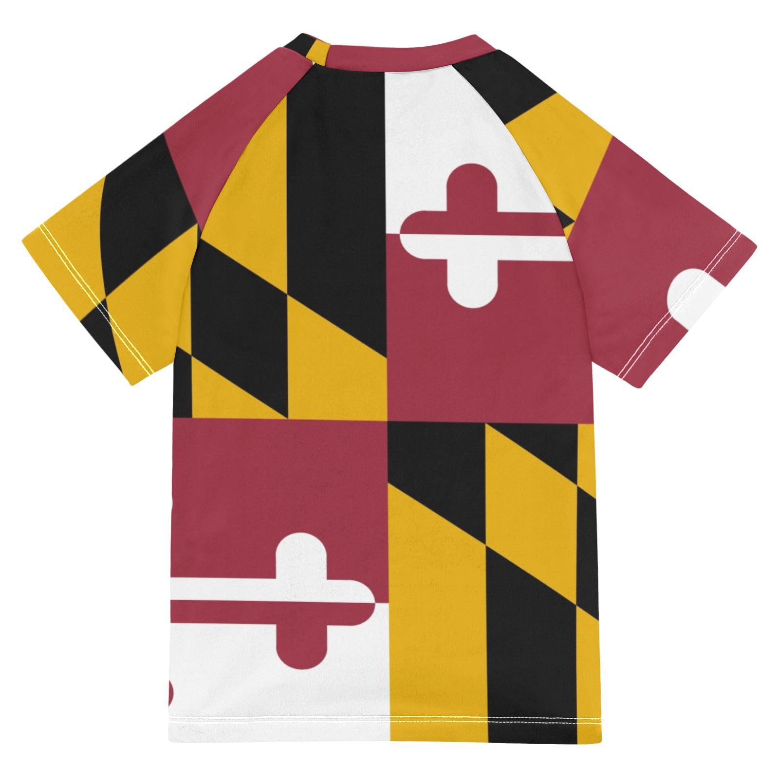 Aflyko Patriot Boys' Swim Shirt Maryland Flag Rash Guard Beachwear Sun Protection Fishing Hiking Camping Surfing Swimming Toddler Infant Summer Daily T-Shirt, 4T
