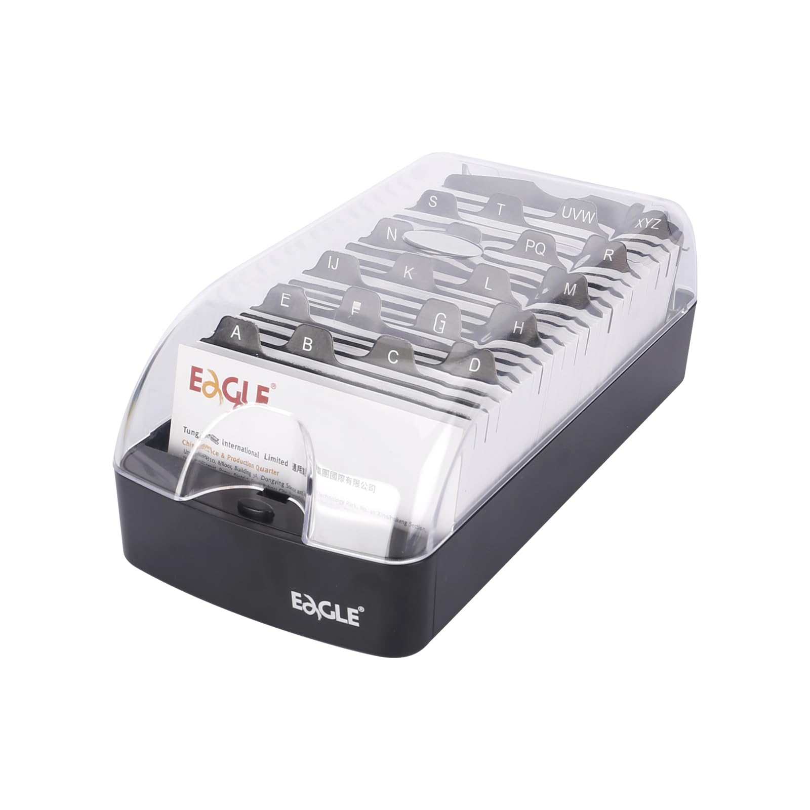 Eagle Business Card Holder Organiser, Desktop Name Card Index Box with A-Z Alphabetical Tabs, Large Capacity with Transparent Lid for Office & Desk Storage (M)