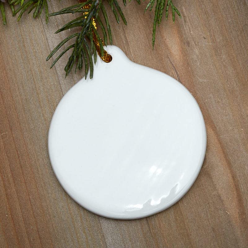 Porcelain Ceramic Round Ornaments - Pack of 12 Blank Glazed White Ceramic Round Ornaments Ready to Decorate Paint and Personalize by Factory Direct