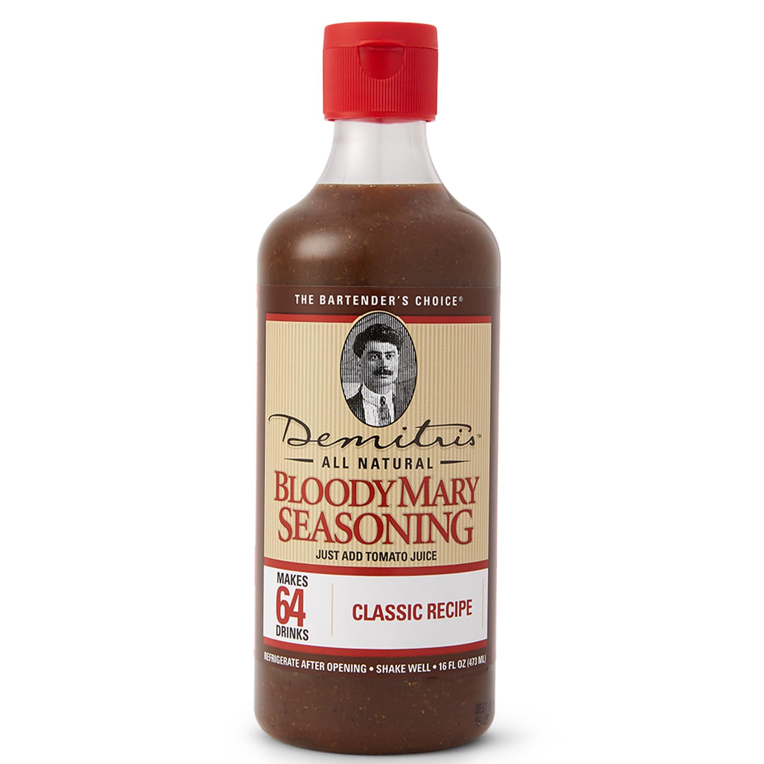 Demitri's Bloody Mary Seasoning Classic Recipe - Bloody Mary Mix - Concentrated Drink Mixer - Bold Rich Flavor - Perfect for Home Brunch Parties & Cocktails - 16oz Bottle (Pack of 1)