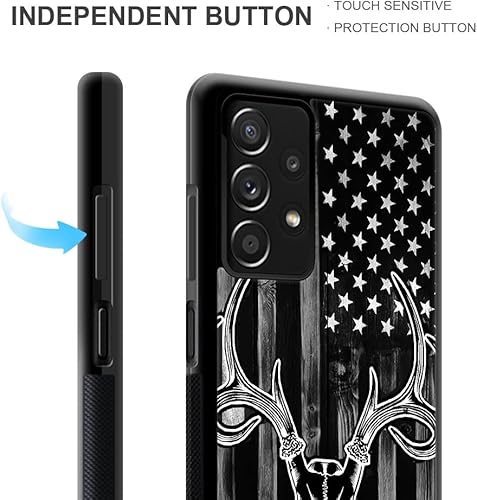 Miniatura 4 de DJSOK Funda compatible con Samsung Galaxy A23, grano de madera negra, bandera estadounidense, cazador, ciervo, diseño de lujo, parte trasera + funda