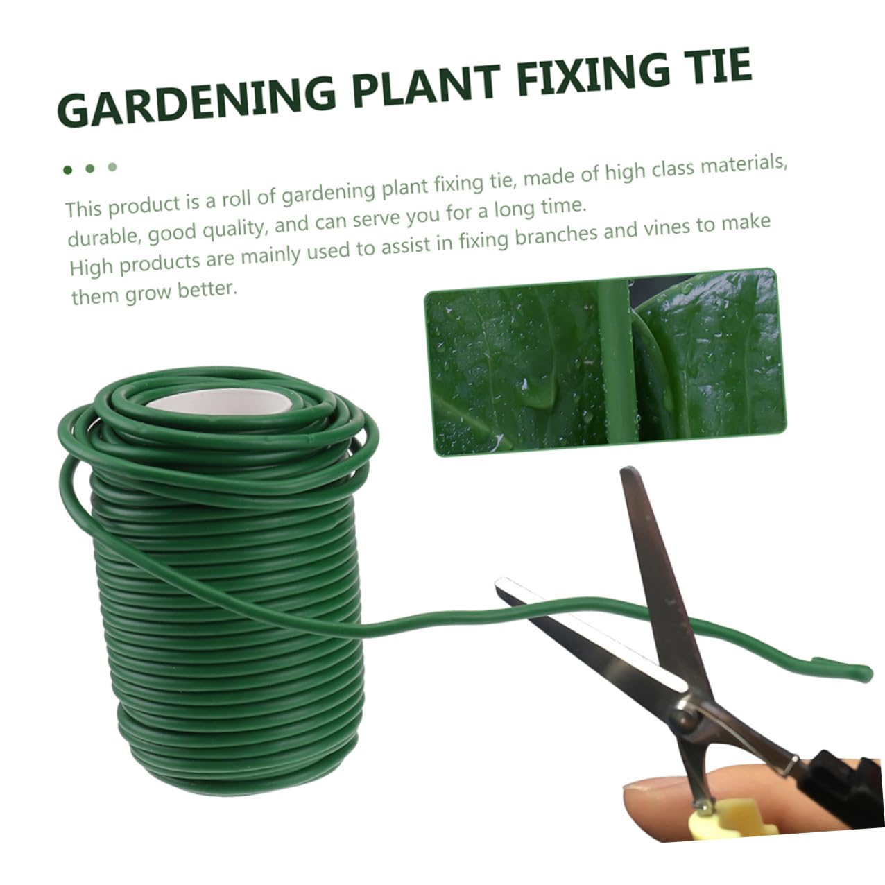 VILLCASE Fil de Jardin Flexible Vert en TPR et Fer pour Attacher Vigne et Plantes, 2 Rouleaux D'accessoires de Fixation Pratiques pour Jardinage et Sécurisation