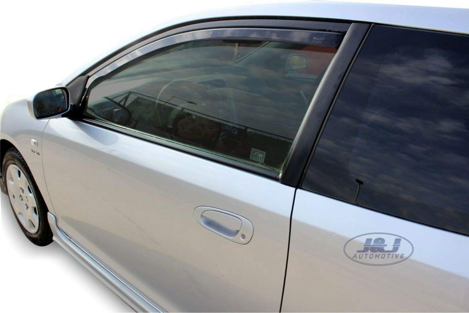J&J AUTOMOTIVE Windabweiser passend für Honda Civic 3-Türer Schrägheck 2001-2005 2tlg, Heko Regenabweiser Vorne Getönt Dunkel Passform