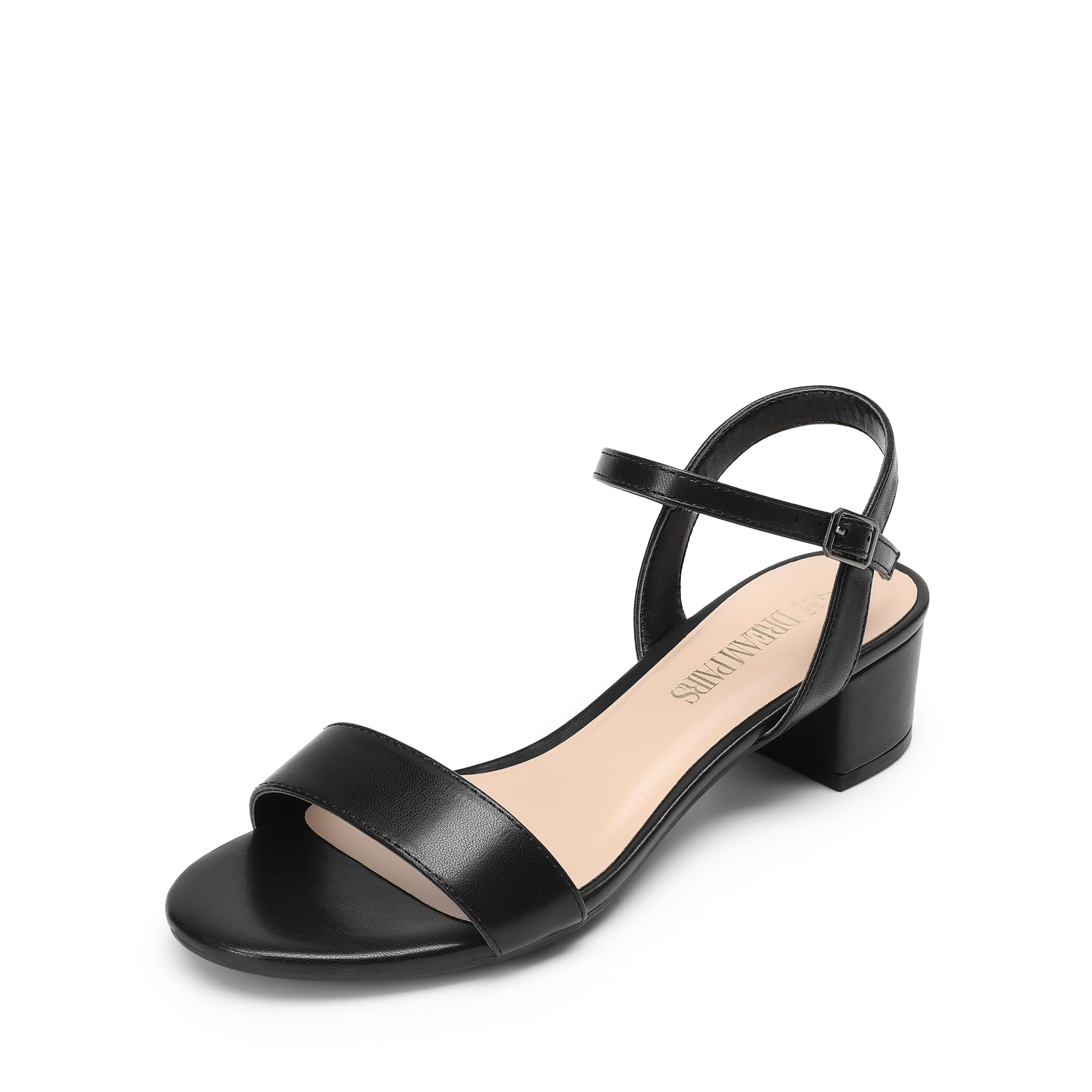 DREAM PAIRS Sandali da donna con tacco basso, punta aperta, cinturino alla caviglia, tacco grosso, ideali per feste, matrimoni, feste