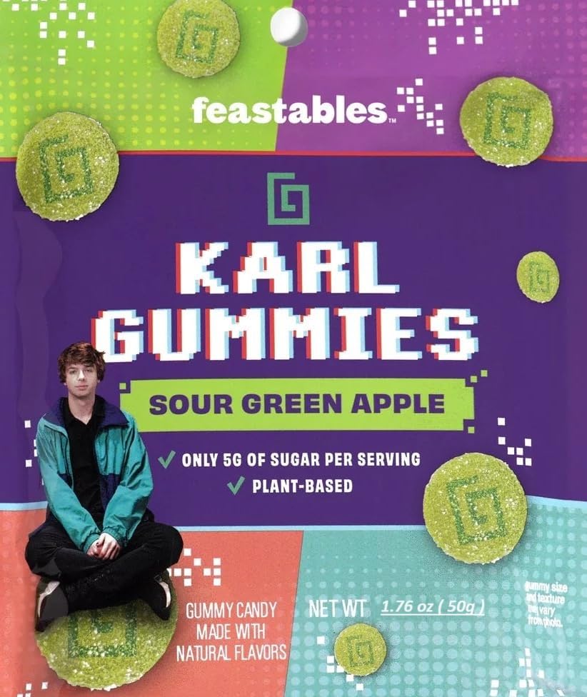 Feastables Karl Gummies Sour Green Apple Made With Natural Flavours Gummy Candy Net Wt 1.76 oz (50gm) (B0CMVD5D1P) Amazon Price History, Amazon Price Tracker