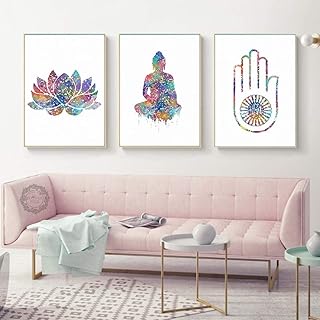 Tanyang Loto Indiano Moderno Buddha Yoga Modello 3 Pezzi Decorazione della casa Arte della Parete Quadri Dipinti su Tela Soggiorno Stampa Poster Senza Telaio 50 * 70cm*3