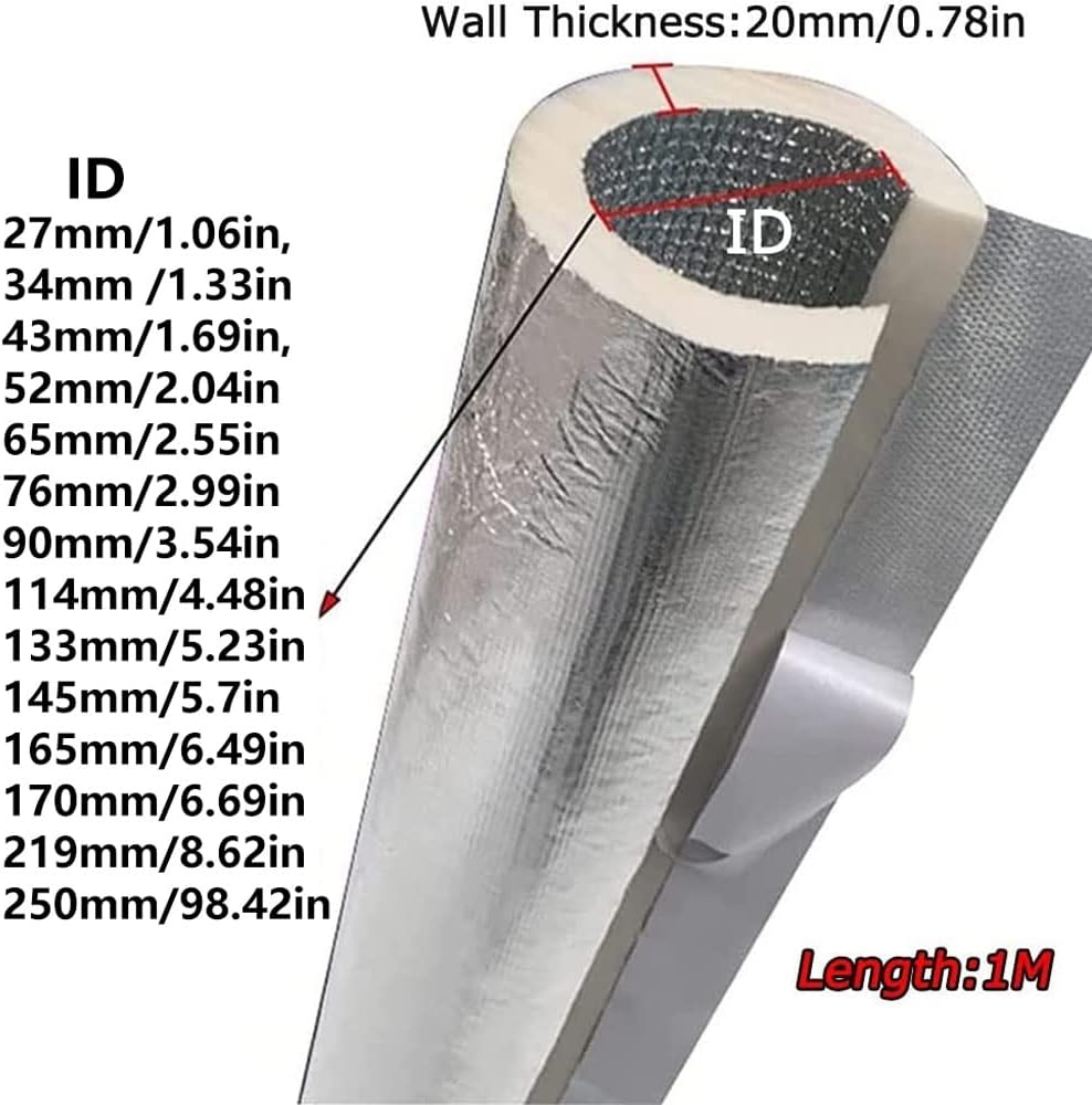 Insulation Foam Tube,Anti-Freezing Insulation Pipe,Outdoor Antifreeze Insulation Pipe,Heat Preservation Insulated Foam Tubing Hose Polyethylene Pipe(T20mm,ID250mm)