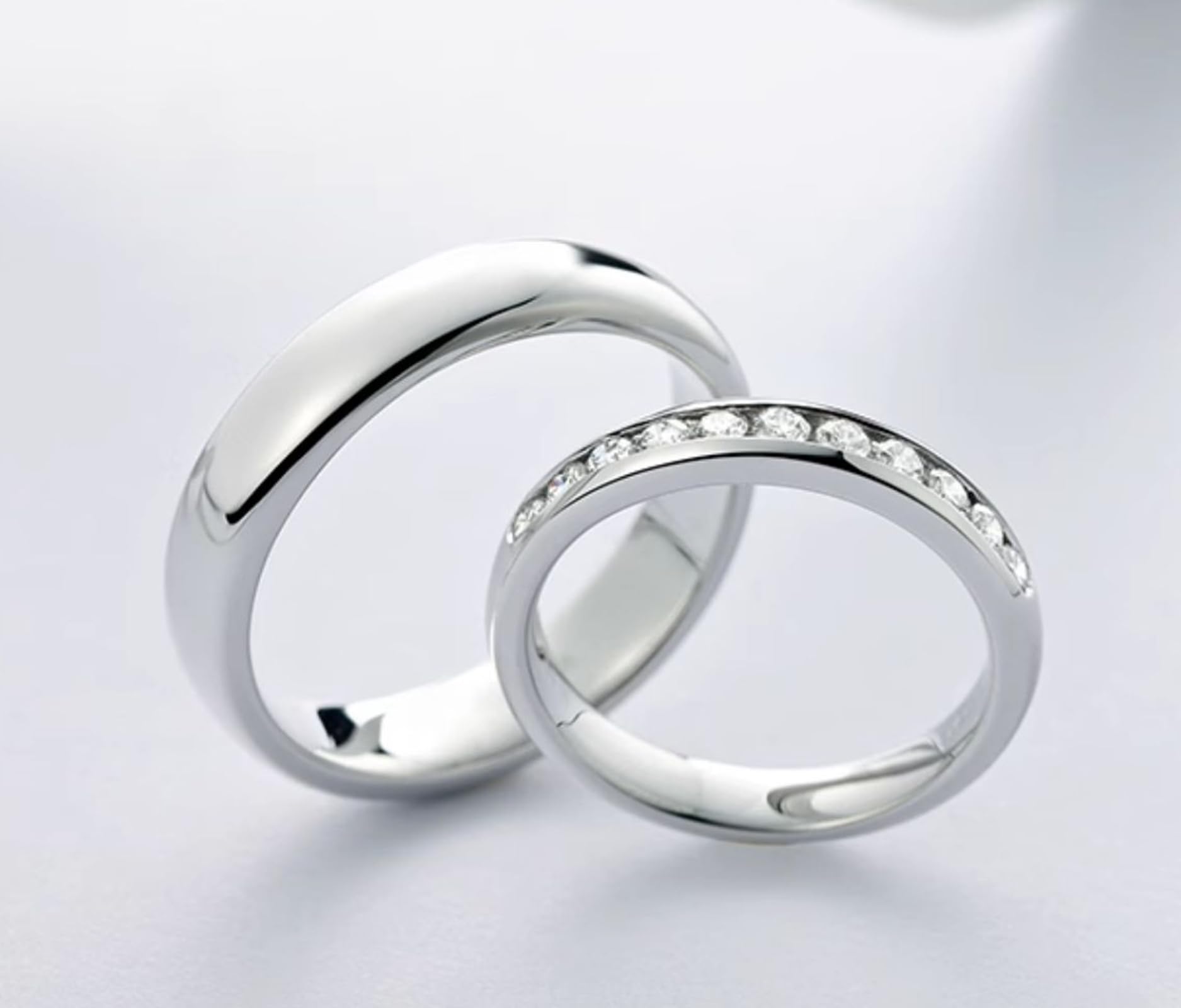 Alianzas de oro blanco, anillo de compromiso, oro real con diamantes auténticos, anillos de boda sencillos para mujer