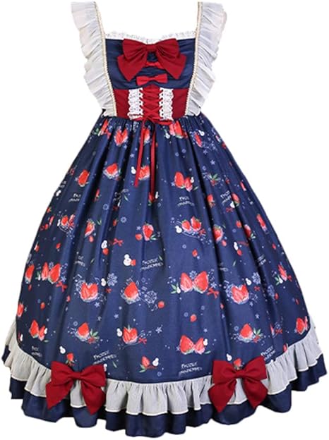 Amazon ロリータ ワンピース ジャンパースカート 半袖 ロリータ服 森ガール 女の子 姫 ドレス 可愛い ゆめかわいい コスプレ 衣装 写真撮影 ステージ衣装 学園祭 文化祭 イベント 青 ジャンパースカート S コスプレ 仮装 通販