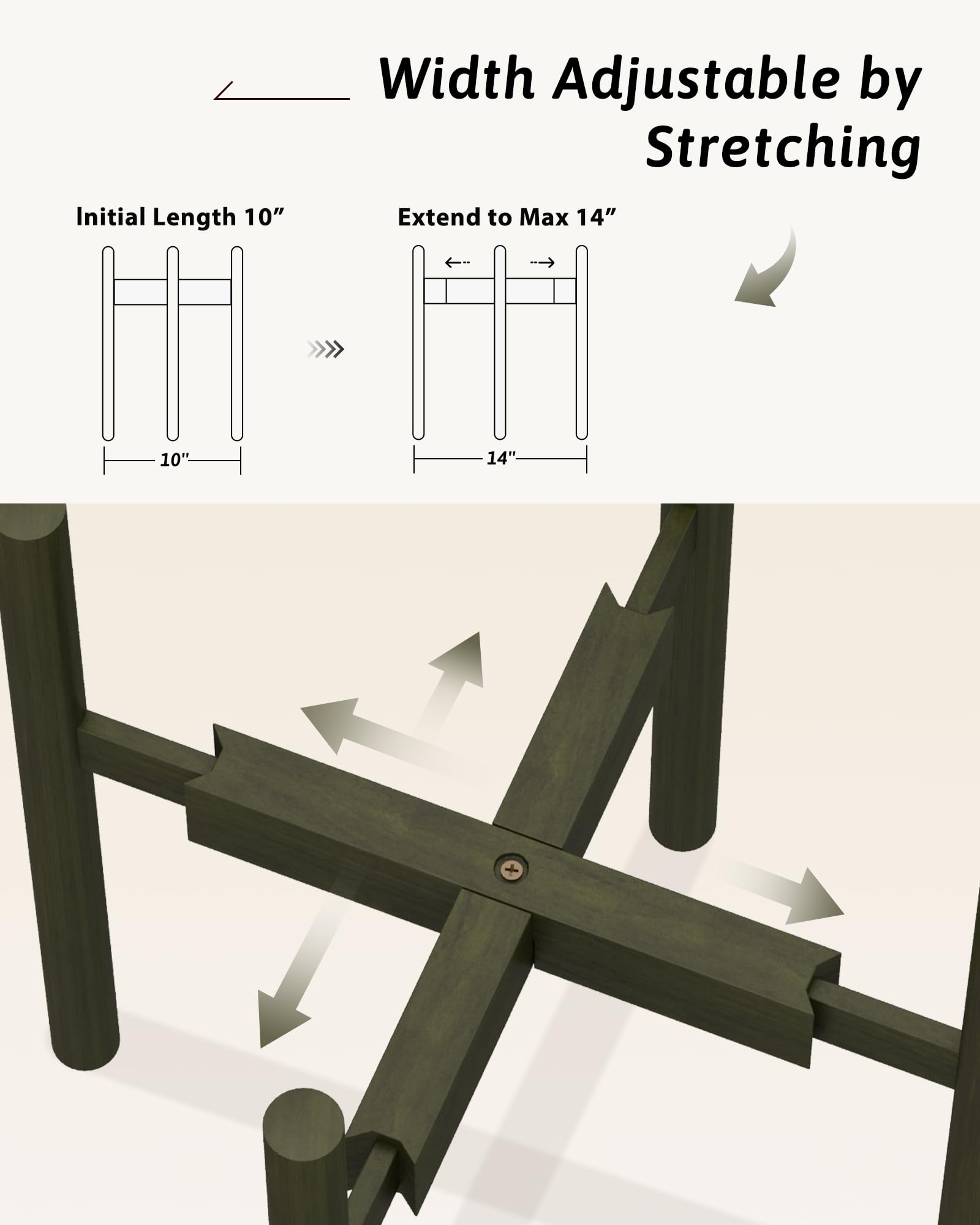 GENTINGBRO Support de plantes réglable en bambou pour intérieur de 20,3 à 30,5 cm, petit support de plante haut pour plantes d'intérieur, support de plantes à un seul sol, pour salon, balcon, chambre