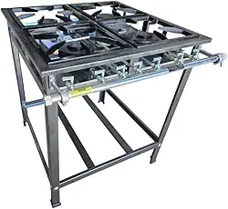 Fogão Industrial 4 Bocas Baixa Pressão Aço Preto Craquelado