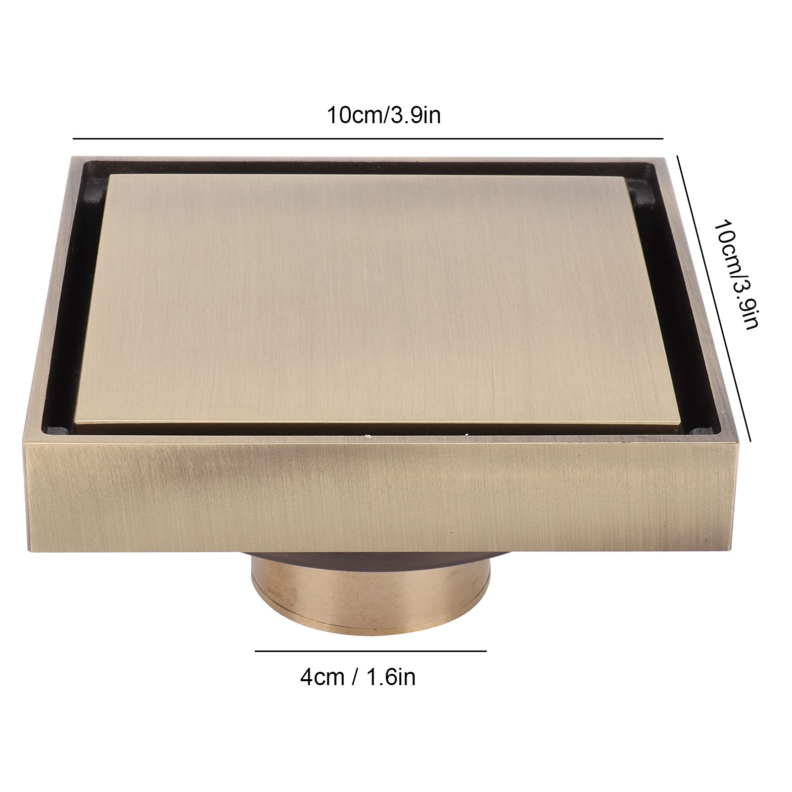 Siphon De Sol De Douche en Cuivre Carré, Drain Anti-Odeur, Couvercle Antique, 10x10 Cm pour Salle De Bain, WC, Cuisine