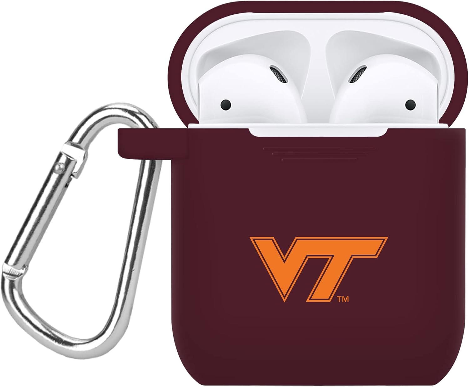 AFFINITY BANDS Virginia Tech Hokies Silicone Sport Band and Case Cover Combo Package Compatible with Apple Watch and AirPods Gen 1 & 2 (38/40/41mm (42mm Series 11) Maroon)