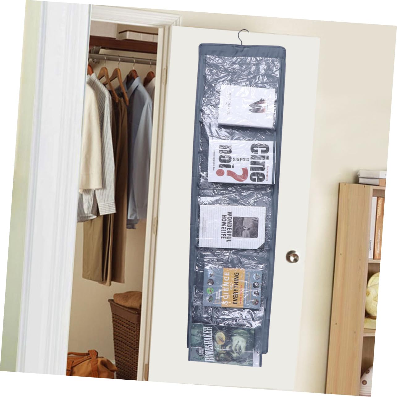 Zerodeko Oxford Cloth Hanging Storage Bag Document Organizer for Home School Office Classroom Versatile File Storage Grey