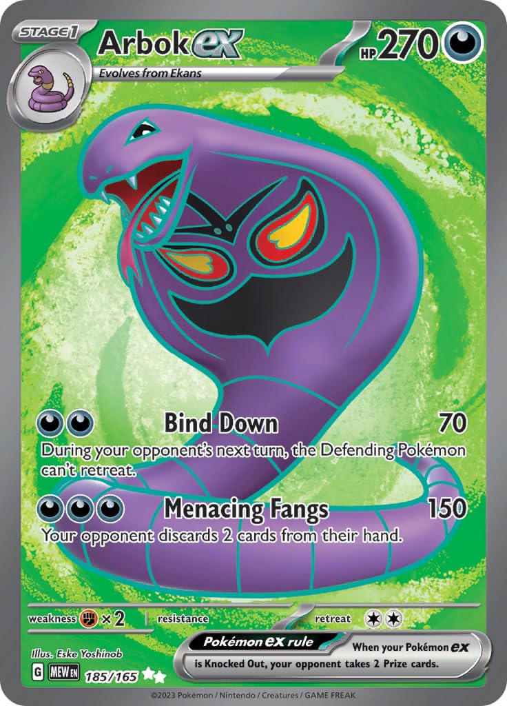 Pokemon - Arbok ex 185/165 - Pokemon 151 -Full Art - Ultra Rare - Single Card