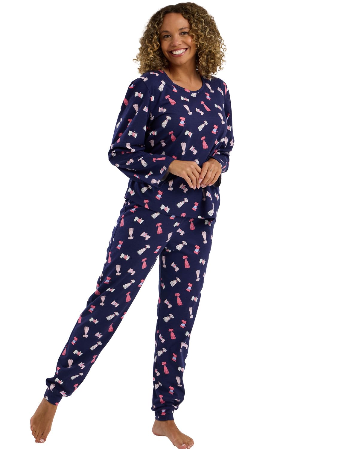 Slumber Hut Women's Navy Cute Dog Cotton Pyjama In45815 8-10