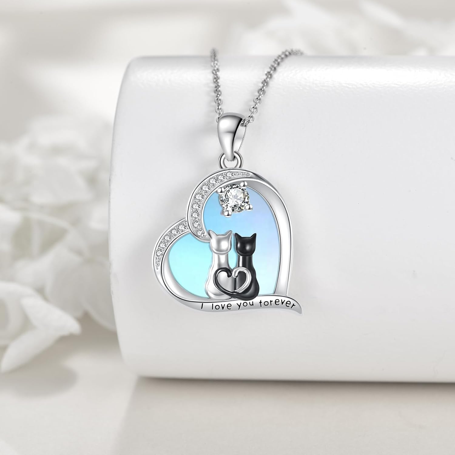 ONEFINITY Moonstone Necklace Gifts 925 Sterling Silver Cute Animal Jewelry for Women Heart Moonstone Gifts - Image 4