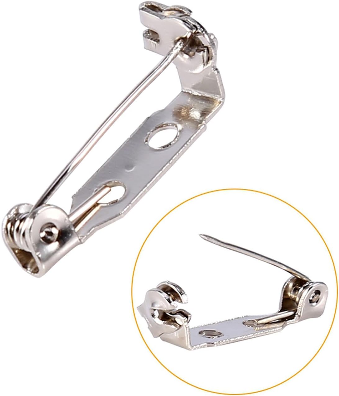 50 Pieces Silver Brooch Bar Pins with Safety Clasp for Jewelry Making Crafts, DIY Sewing Accessories for Wedding Corsages Name Tags and Daily Wear in 4 Sizes