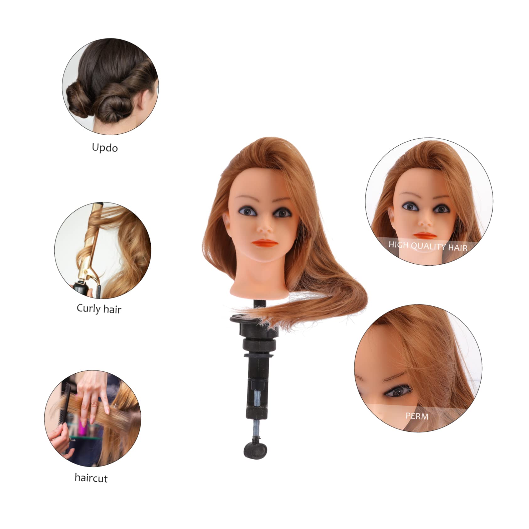 Mikinona Frisierkopf Übungskopf Mannequin für Kinder Hochtemperaturbeständig Handgefertigter Haaransatz Stylingpuppe zum Flechten und Locken Training