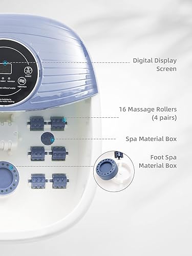 Miniatura 5 de Spa para pies masaje de baño de pies con vibración de burbujas de calor con control de temperatura 95-118 F 16 rodillos de masaje digital para