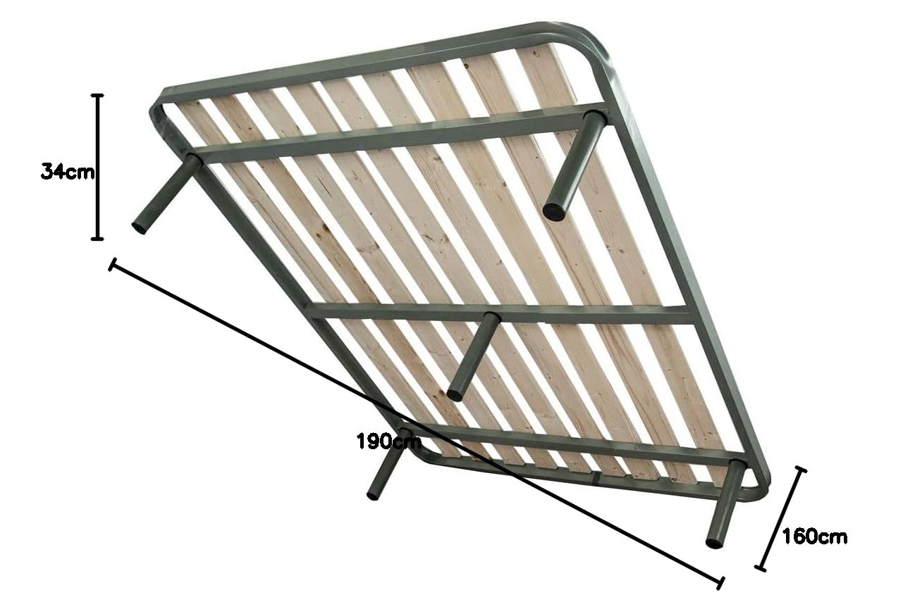 Comprarredo Rete ortopedica matrimoniale a doghe verticali misure 160 x 190 cm, resistentissima rete a tavole in legno massello con 5 piedi e triplo supporto