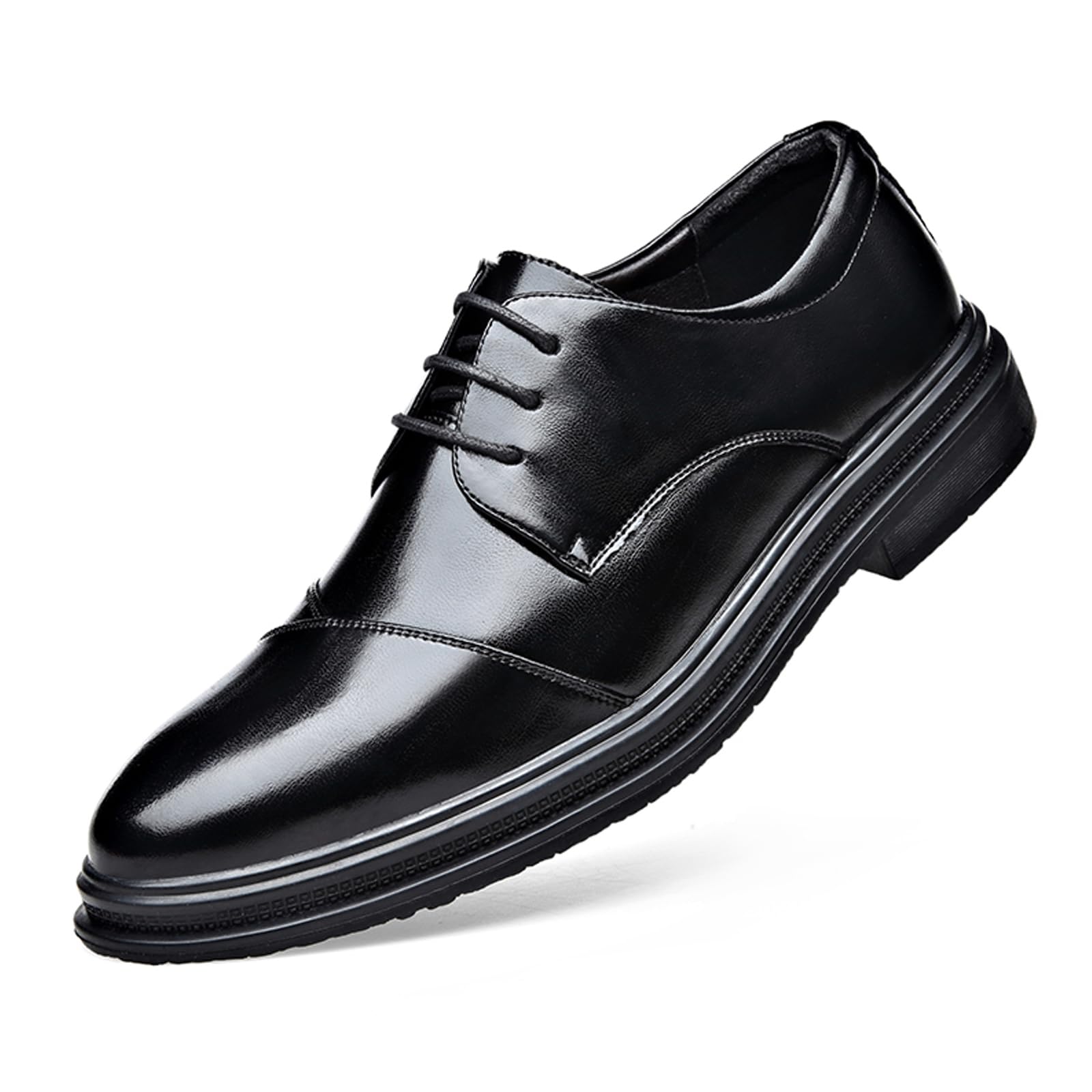 DADAWEN Chaussures de Ville Homme Cuir Verni Noir Derby pour Mariage cérémonie Travail Bureau