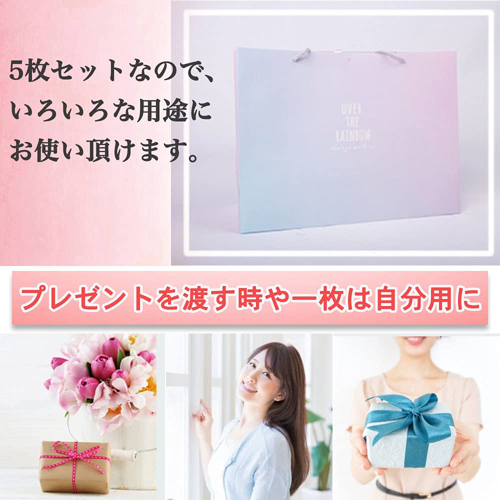 shttown ギフトバッグ 紙袋 5枚セット ピンク／ブルーリボン　L shttown ギフトバッグ 紙袋 5枚セット ピンク／ブルーリボン L