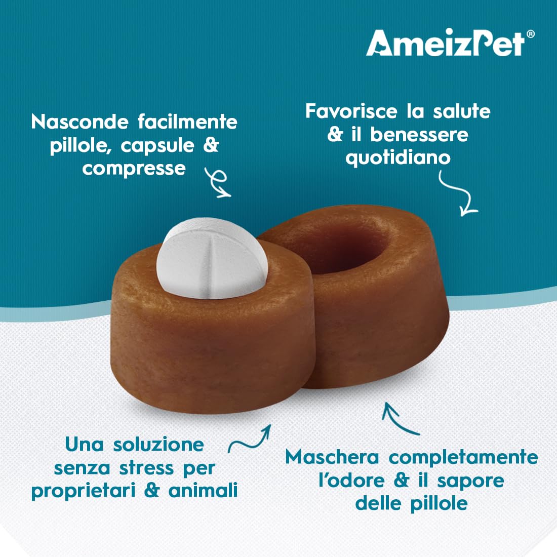 AmeizPet Tasche per Compresse per Gatti, Snack Morbidi 50 g