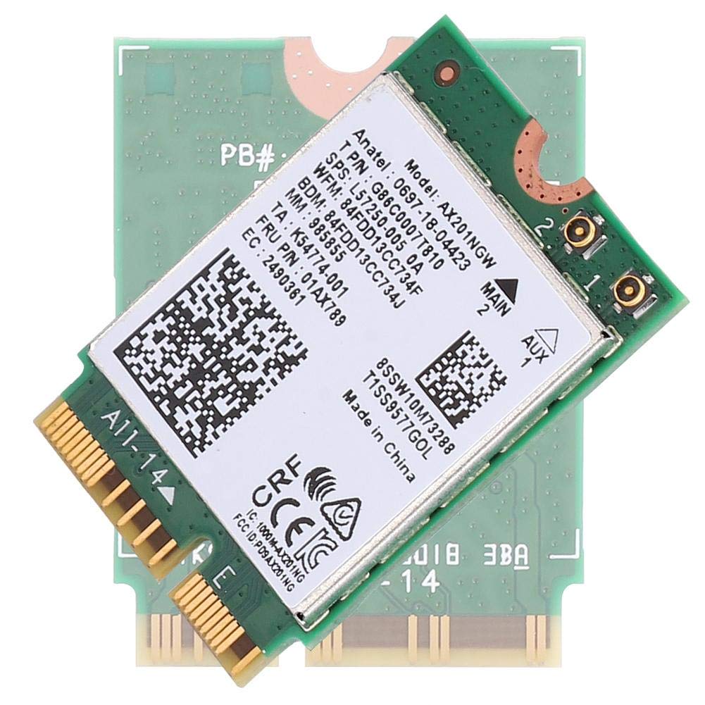 ASHATA AX201NGW WiFi 6 karta sieciowa, 2400 m WLAN i Bluetooth 5.0 karta do interfejsu M.2 CNVi02, tylko do urządzeń 64-bitowych