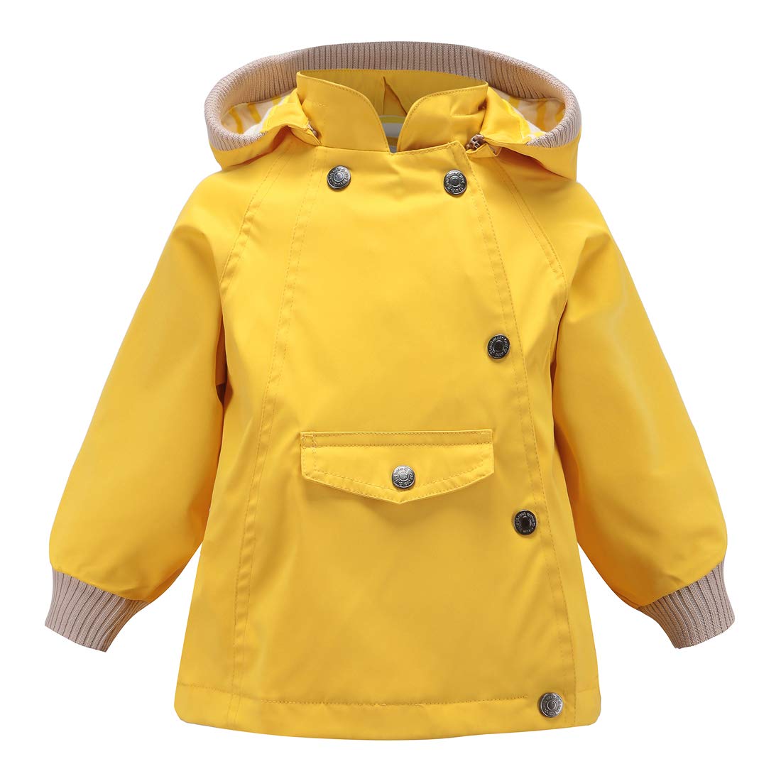 ACESTAR Boys Girls Waterproof Hooded Rain Jacket Kids Cotton Lined Rain Coat Toddler Windbreaker Spring Fall Raincoat