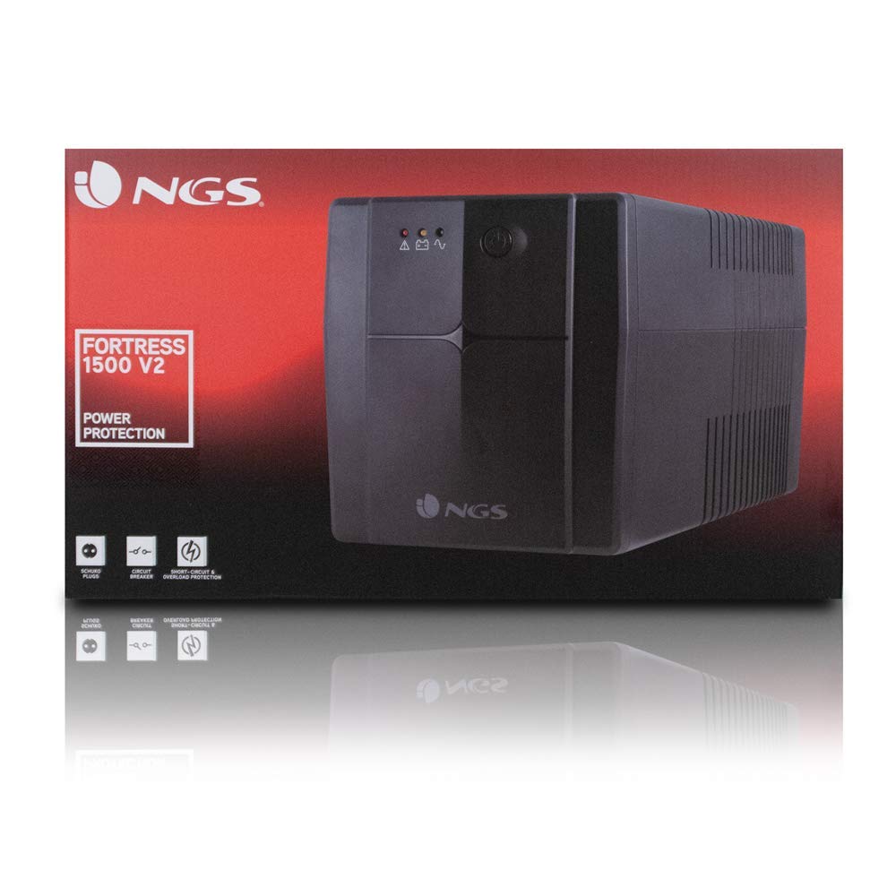NGS FORTRESS1500V2 - Gruppo di continuità UPS, Off Line UPS 1200 VA, Tensione a Uscita Stabile di 720W per 4 Prese Schuko