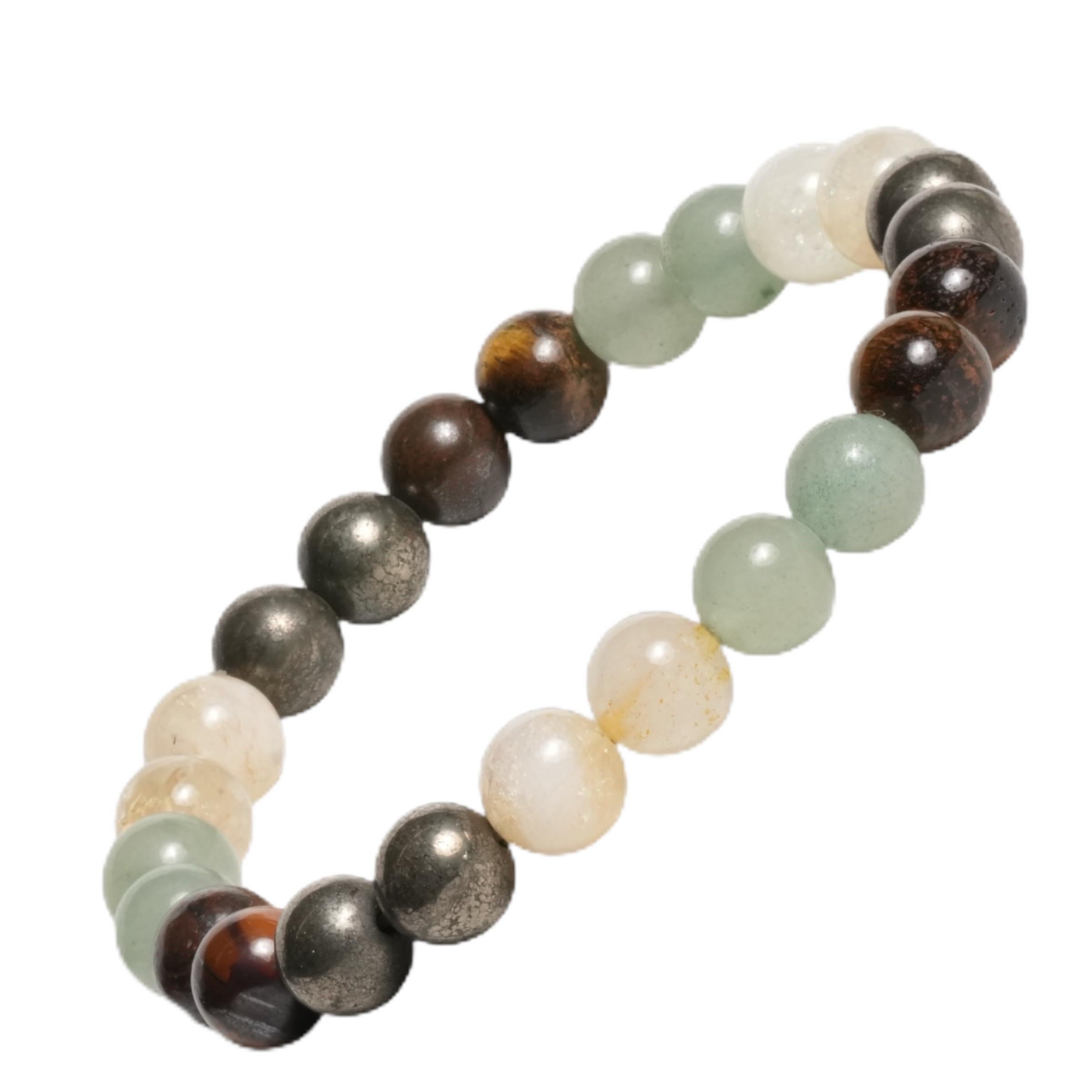 Money Magnet Fusion Band - Pyrite, Tiger Eye, Citrine & Aventurine Beads – 2.8 Inches Diameter